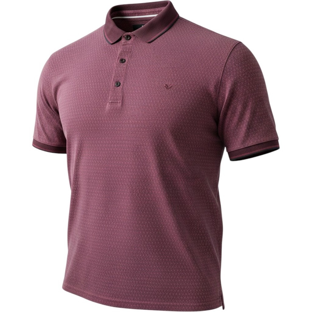 Buttercloth Icy Cotton Burgundy Geometric Knit Polo Shirt Mens XL Short Sleeve